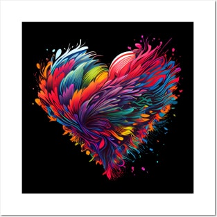 Heart made of feathers in neon colors Posters and Art